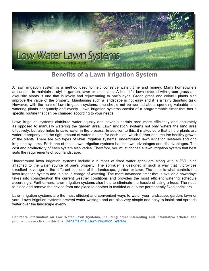 Benefits of a Lawn Irrigation System