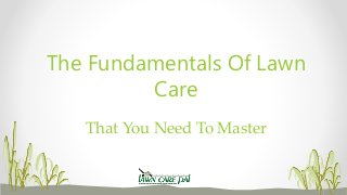 That You Need To Master
The Fundamentals Of Lawn
Care
 