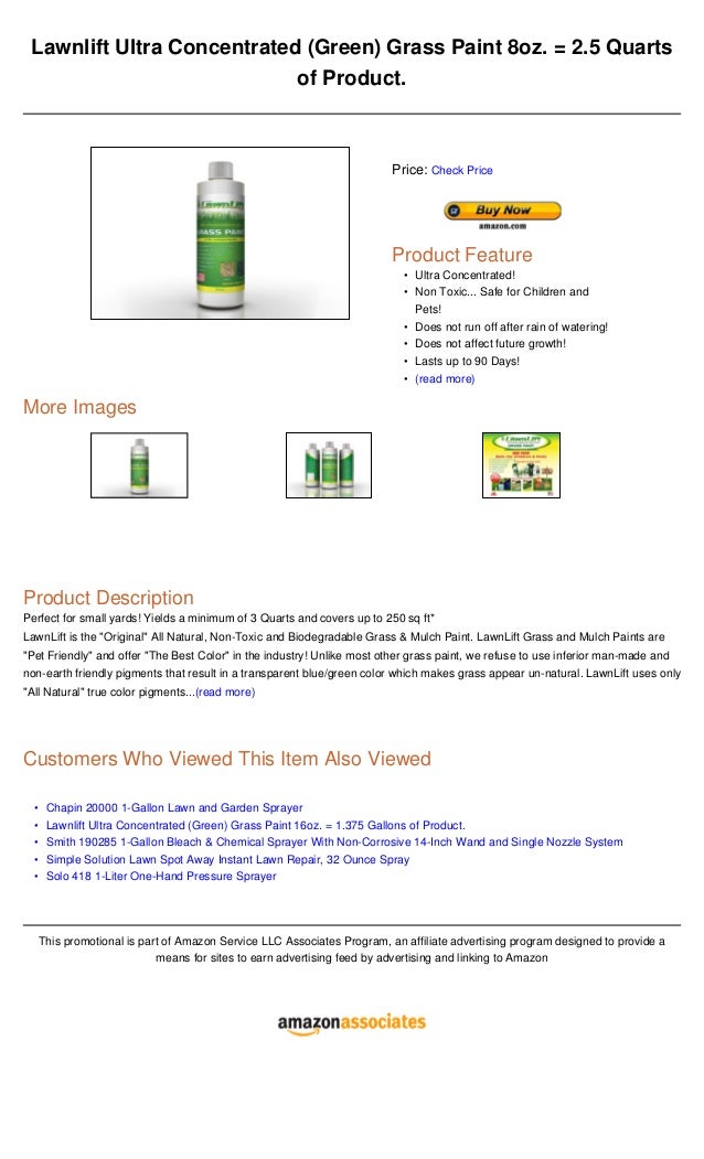 Lawnlift ultra concentrated (green) grass paint 8oz. = 2.5 quarts of