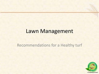 Lawn Management
Recommendations for a Healthy turf
 
