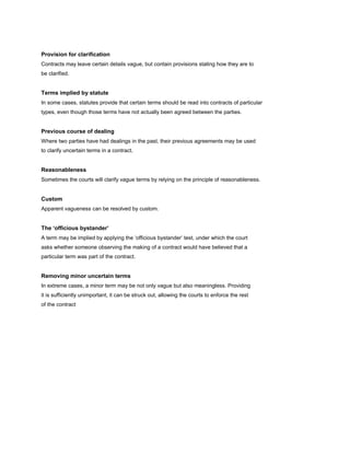 Contract Clarification Matrix Example Law notes ( Torts and Contract) | DOCX