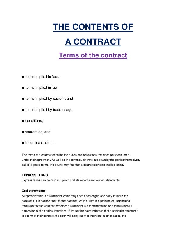 Law notes ( Torts and Contract)