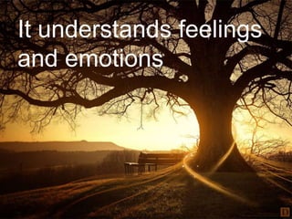 It understands feelings
and emotions
 