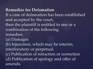 Law of defamation | PPTX