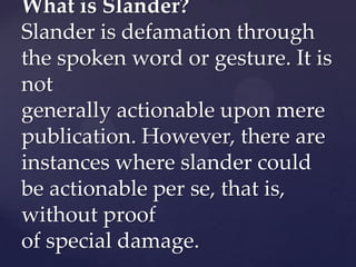 Law of defamation PPT