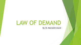 LAW OF DEMAND
By: Dr. Meenakshi Anand
 
