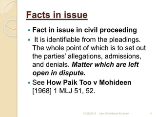 Facts Issue Ruling Doctrine Law of evidence1 | PPTX