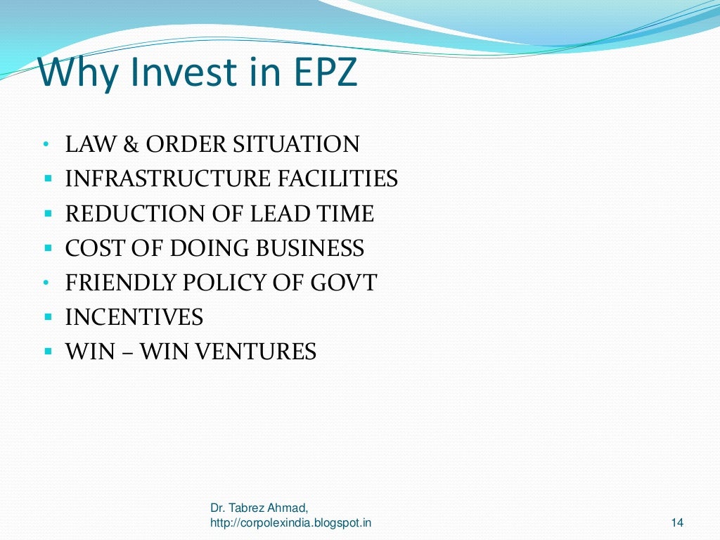 Law of export processing zones