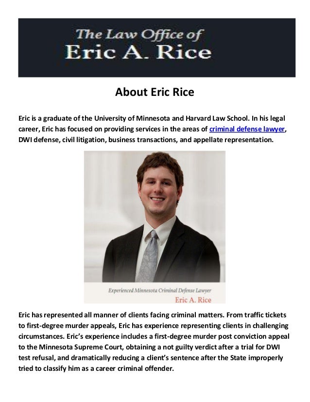 Law office of eric a. rice, llc criminal defense attorney st paul