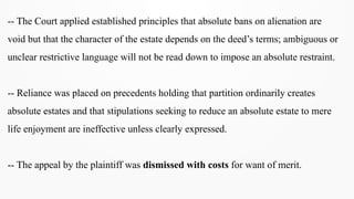 Legal Analysis of Property Partition and Alienation in K. Muniswamy v ...
