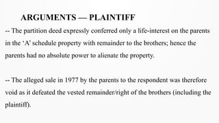 Legal Analysis of Property Partition and Alienation in K. Muniswamy v ...