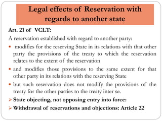 Law of reservations under international law | PPTX