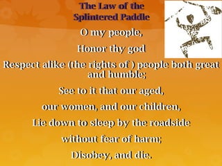 King Kamehameha & Law of the Splintered Paddle, Kanawai Mamalahoe | PPT