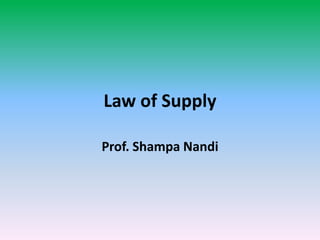 Law of Supply
Prof. Shampa Nandi
 