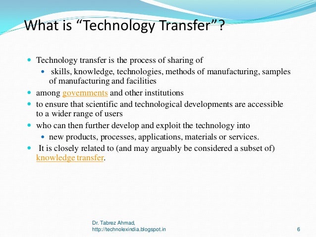 Technology Transfer Agreement Image collections ... Technology Transfer