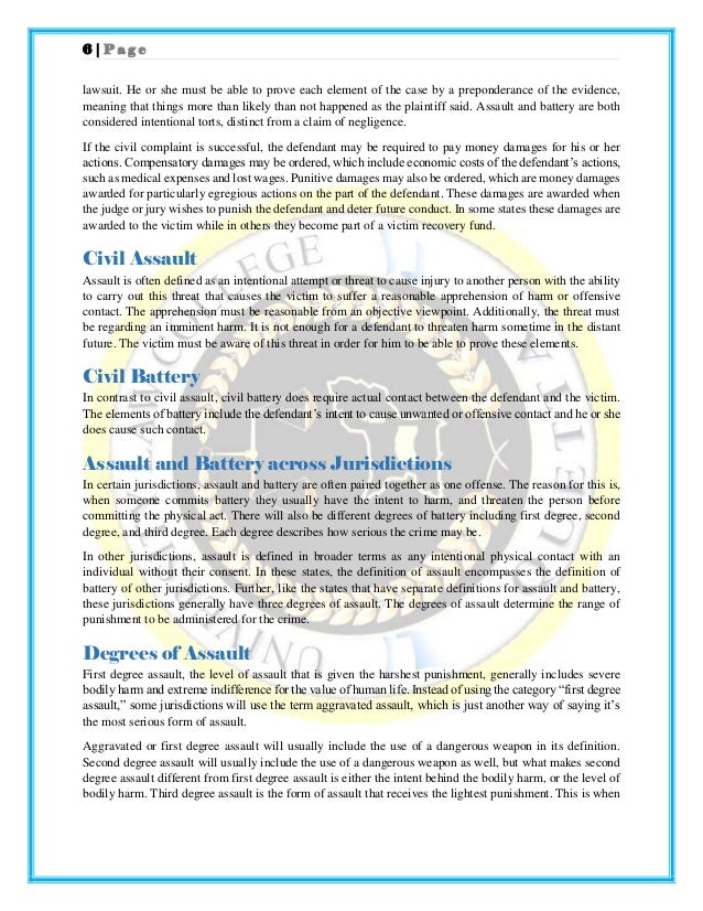 Distinction between Assault and battery