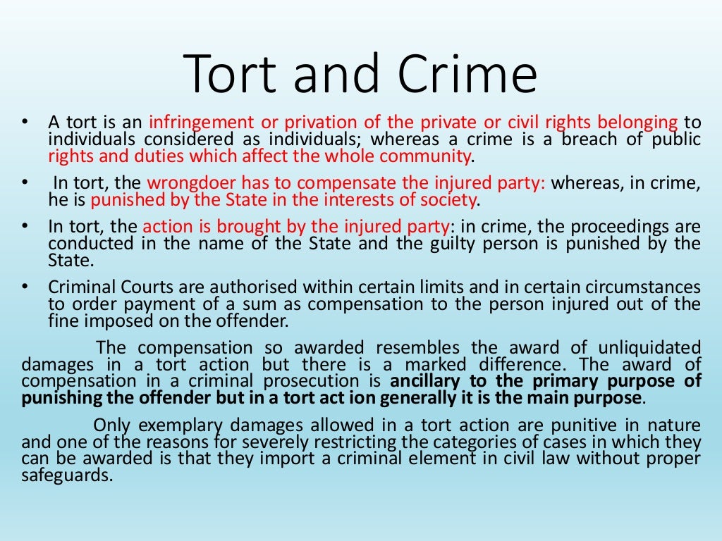 An Introduction to Law of Torts Meaning, Nature and Essential elemen…