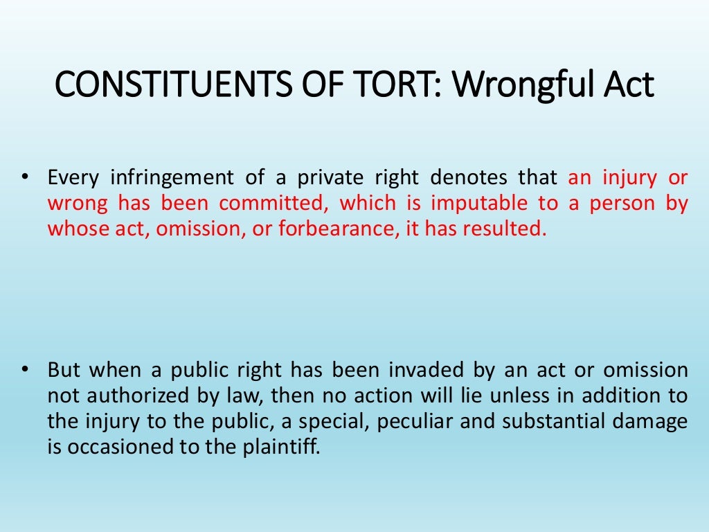 An Introduction to Law of Torts Meaning, Nature and Essential elemen…