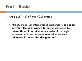 Law of Treaties Public International Law | PDF