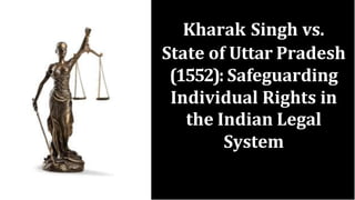 Kharak Singh vs.
State of Uttar Pradesh
(1552): Safeguarding
Individual Rights in
the Indian Legal
System
 