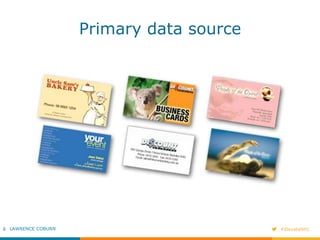 Primary data source 
LAWRENCE COBURN #ElevateNYC 
 