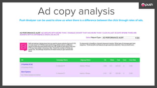 Ad copy analysis
Push Analyser can be used to show us when there is a difference between the click through rates of ads.
 