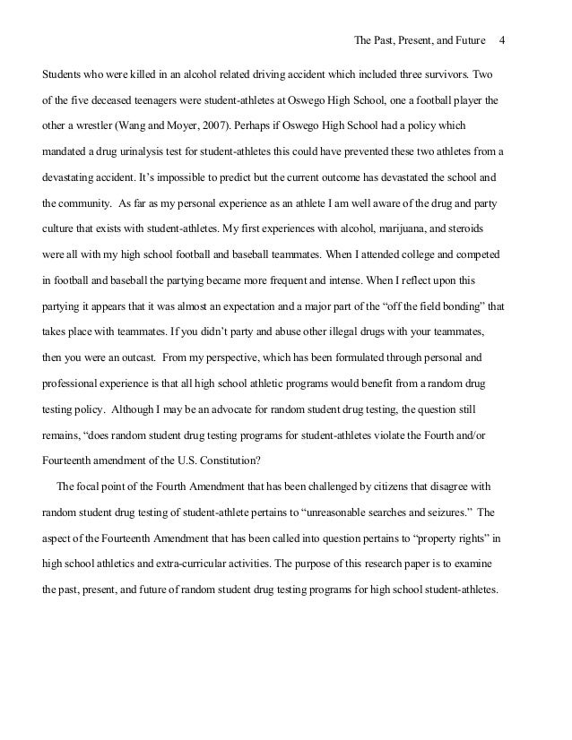 Essay on drug testing highschool athletes