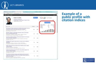 Example of a
public profile with
citation indices
 