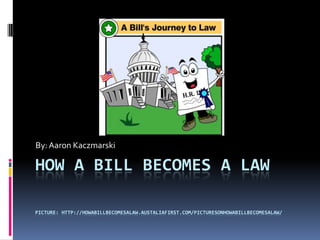 How a Bill Becomes a Lawpicture: http://howabillbecomesalaw.austaliafirst.com/picturesonhowabillbecomesalaw/ By: Aaron Kaczmarski 