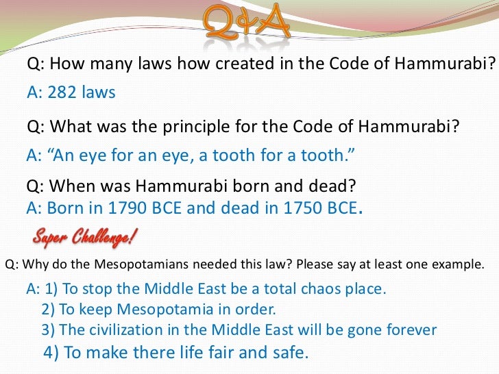 Laws: Code of Hammurabi