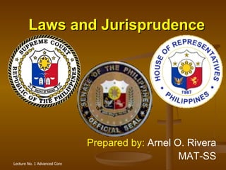 Laws and Jurisprudence Prepared by:  Arnel O. Rivera MAT-SS 