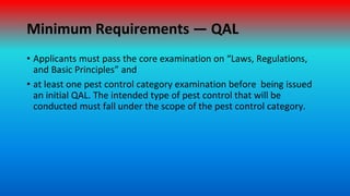 Minimum Requirements — QAL
• Applicants must pass the core examination on “Laws, Regulations,
and Basic Principles” and
• ...