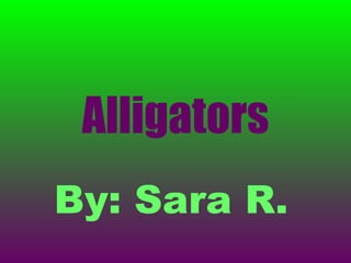 Alligators By: Sara R. 
