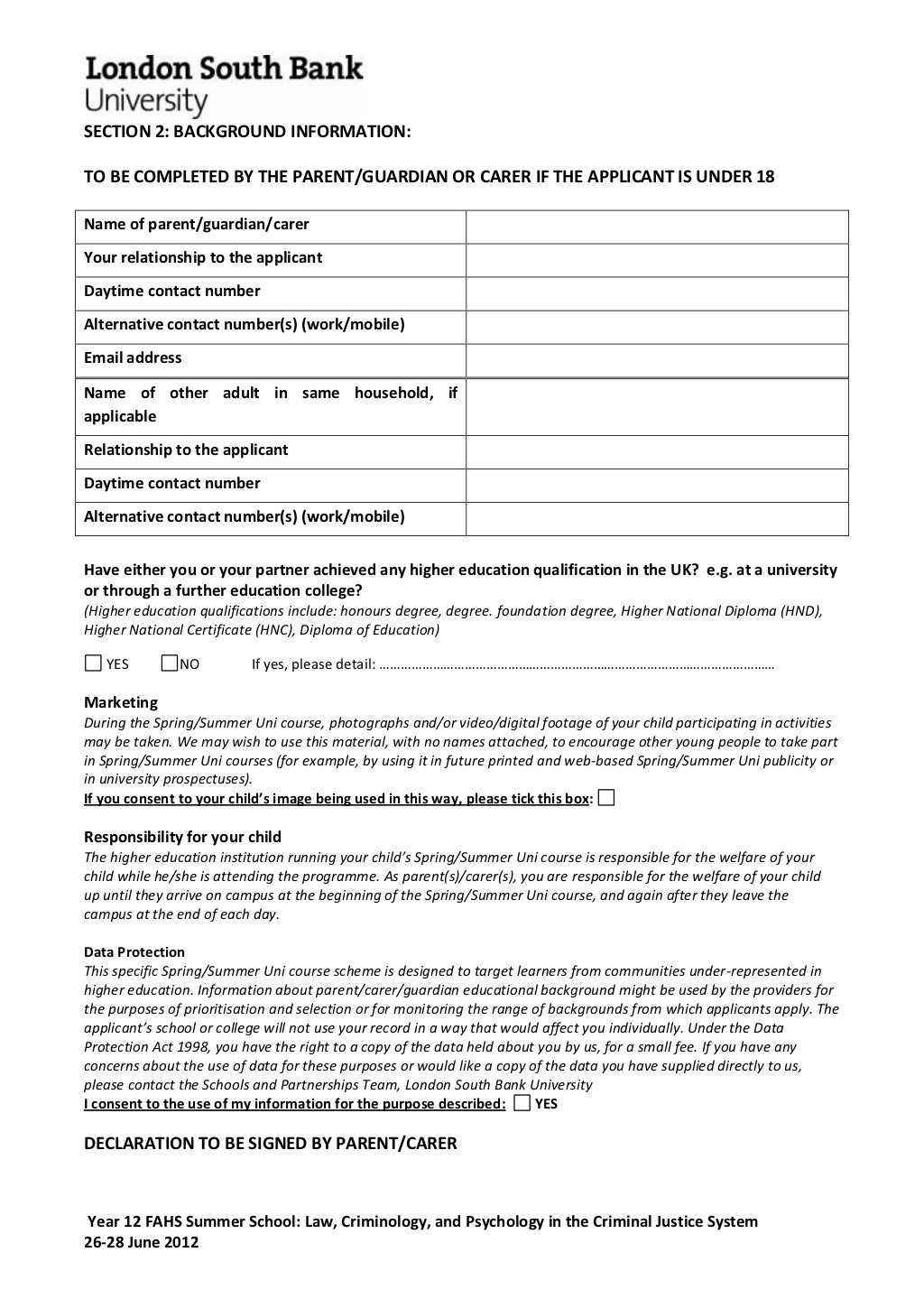 Law school 2012 application form