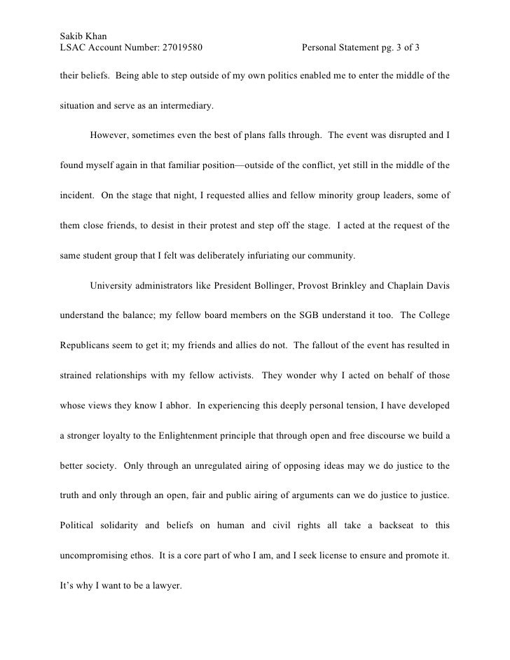 Sample Personal Statement For Law School Examples