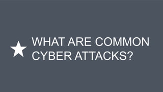 WHAT ARE COMMON
CYBER ATTACKS?
 