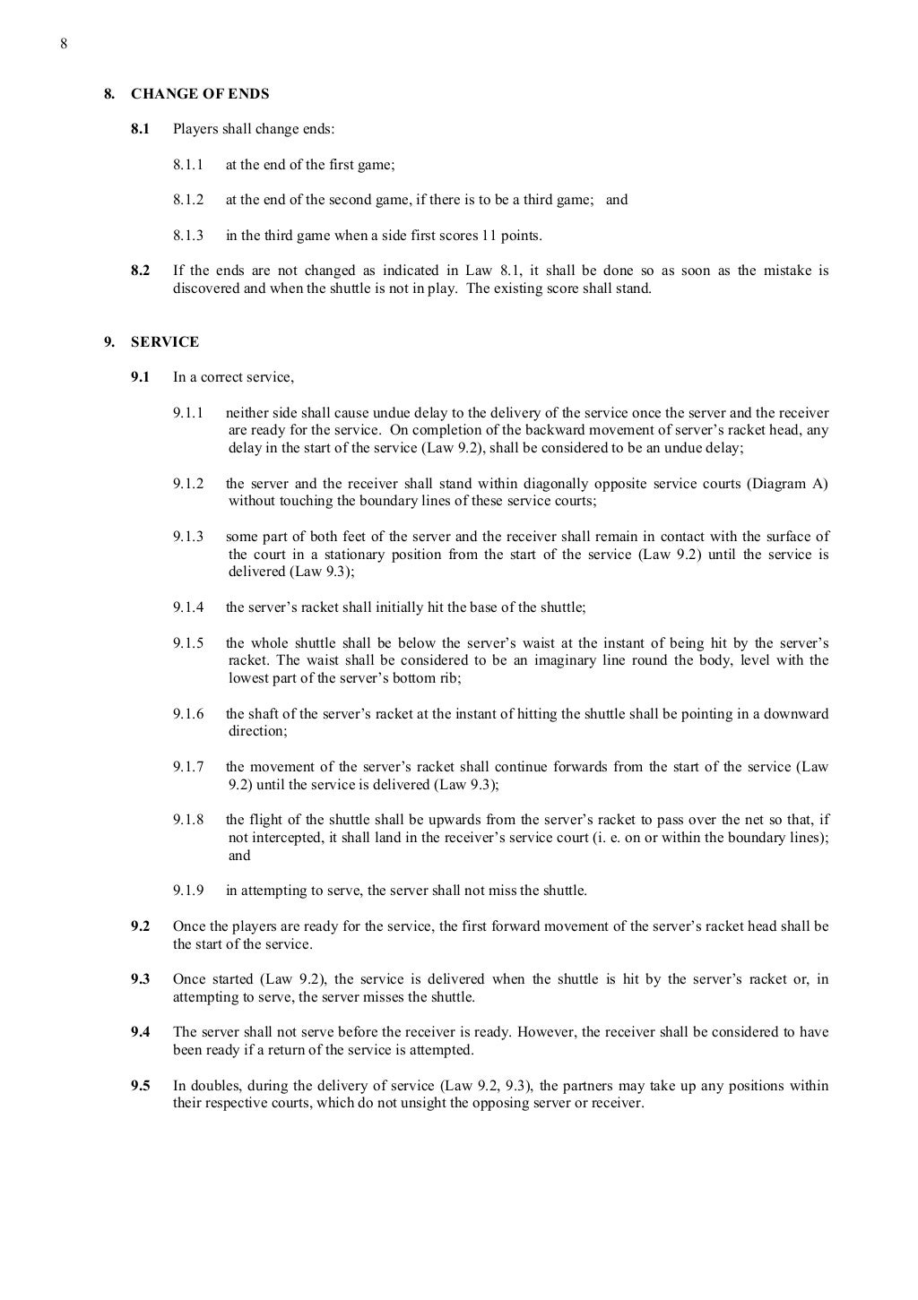 Laws of badminton bwf handbook2010