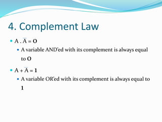 Laws of boolean algebra | PPTX