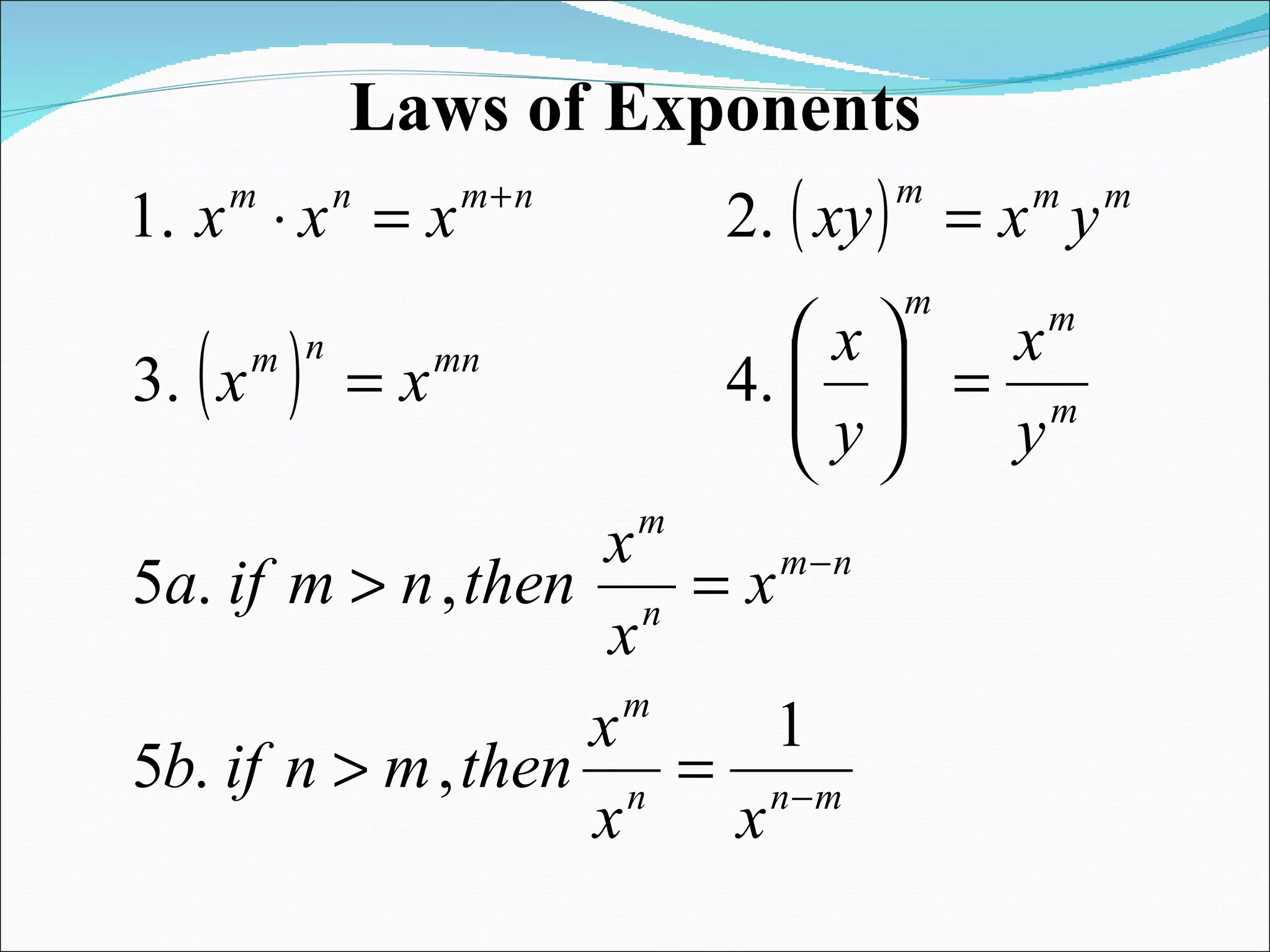 Laws of Exponents
