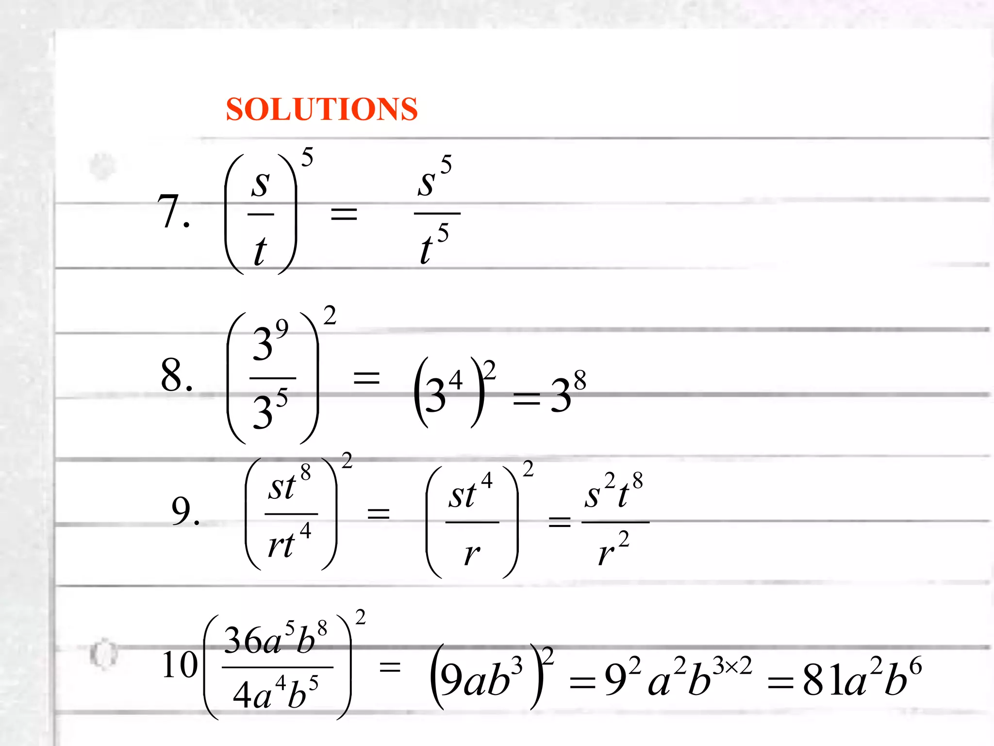 The Laws of Exponents