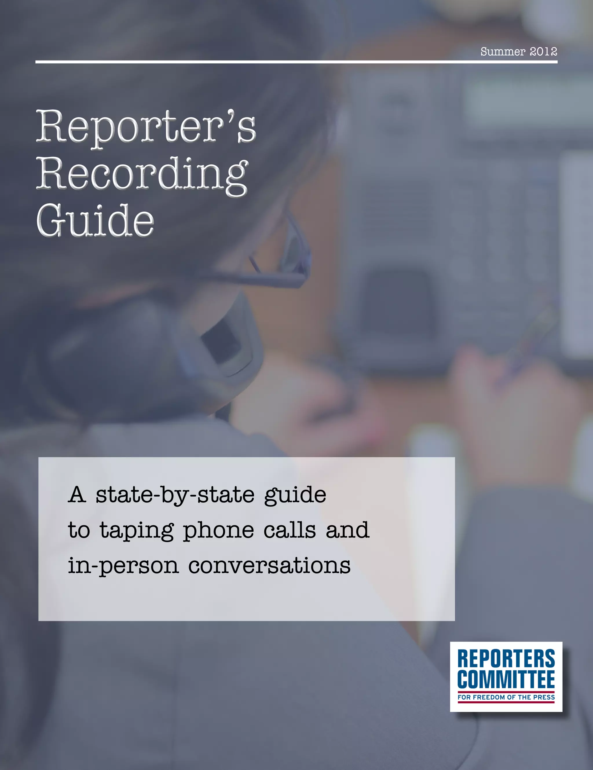 Laws on Taping Phone Calls and Conversations 50 State Guide PDF
