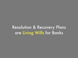 Resolution & Recovery Plans
are Living Wills for Banks
 