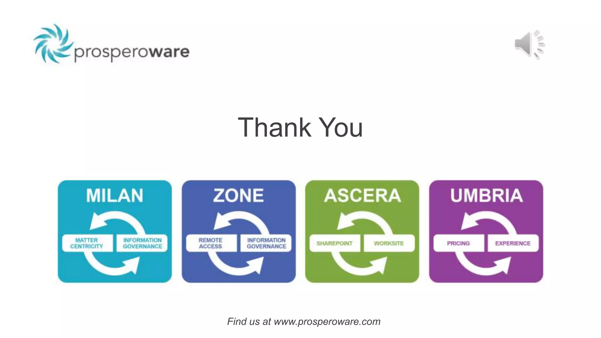 Thank You
Find us at www.prosperoware.com
 