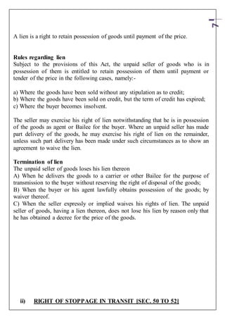 Unpaid Seller and His Rights | PDF