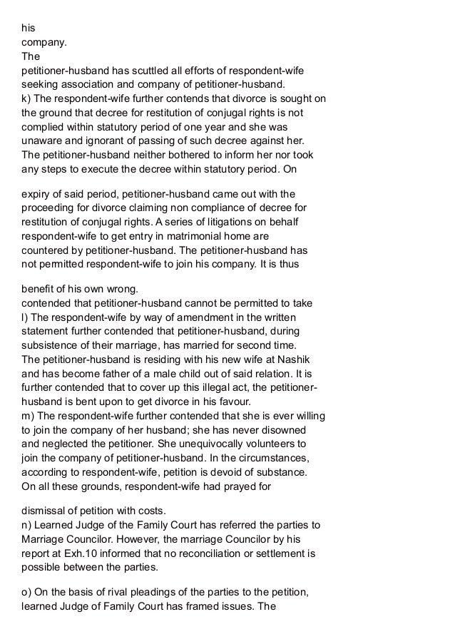 restitution of conjugal rights It analyses provisions relating to restitution of conjugal rights and judicial separation one reply to “matrimonial causes under special marriage act. restitution of conjugal rights It analyses provisions relating to restitution of conjugal rights and judicial separation one reply to “matrimonial causes under special marriage act.