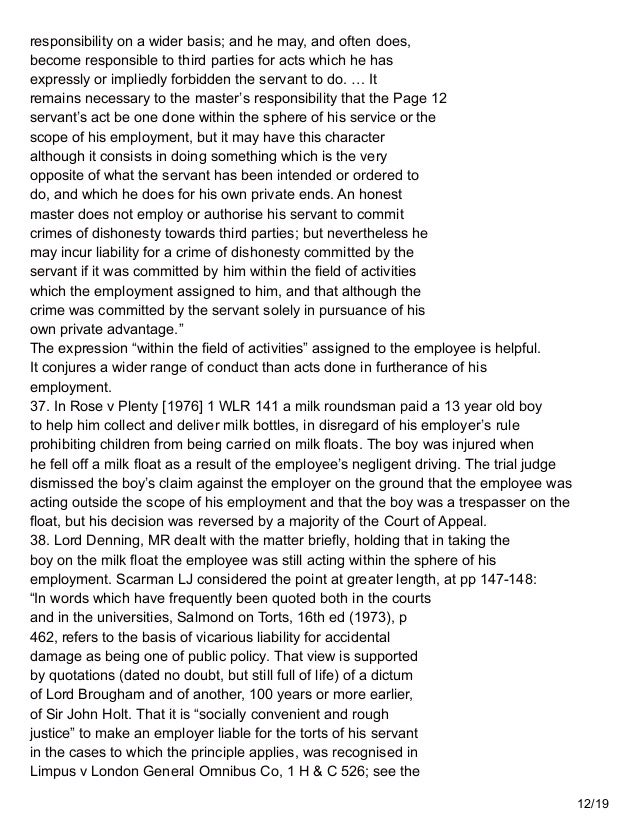 Vicarious liability essay