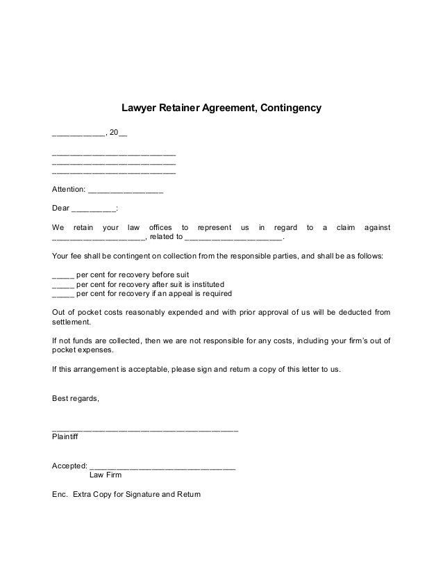 Lawyer Retainer Agreement Form