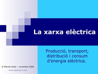 La xarxa elèctrica
Producció, transport,
distribució i consum
d’energia elèctrica.
© Marcel Jorba – novembre 2006
www.lapissarra.cat
 