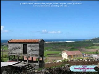 y atravesando estos bellos parajes, entre campos, casas y hórreos, nos encaminamos hacia la parte alta ... 