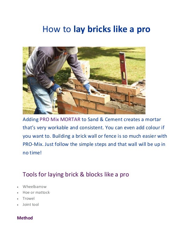 How to Lay Bricks